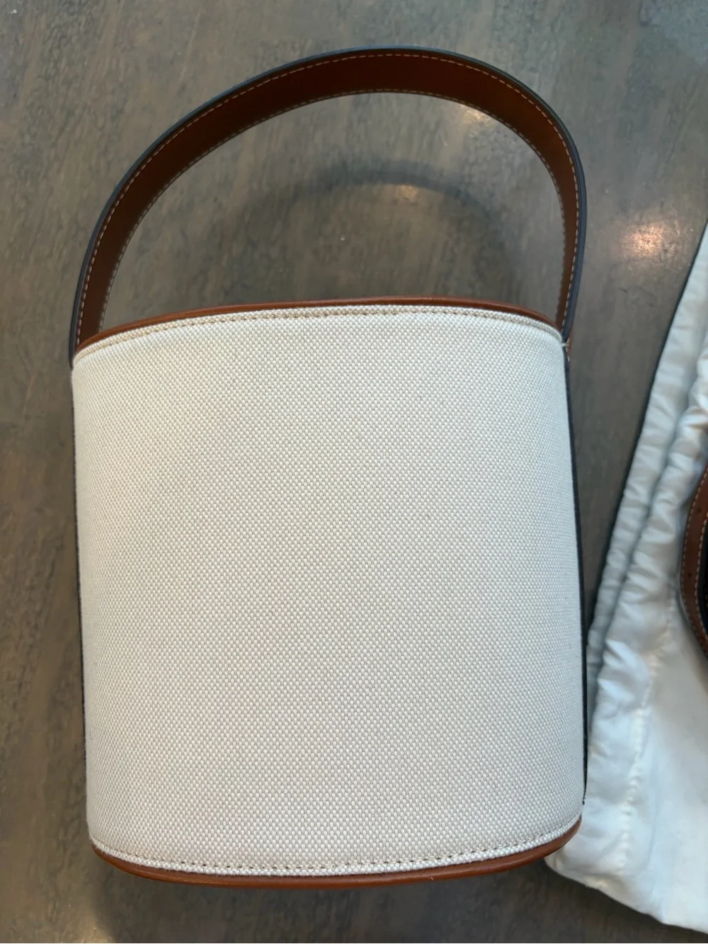 STAUD Bissett Leather-Trimmed Canvas Bucket Bag - Picture 6 of 9
